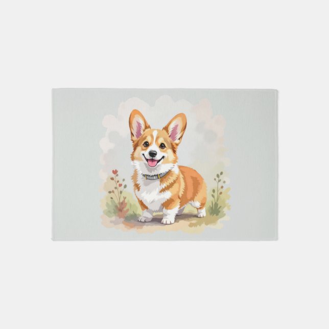 Cute Red Pembroke Welsh Corgi Dog Rug (Front)