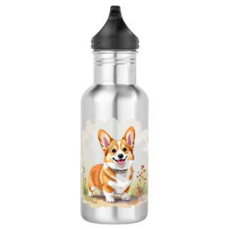 Cute Red Pembroke Welsh Corgi Dog Stainless Steel Water Bottle