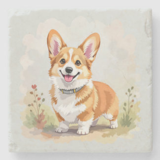 Cute Red Pembroke Welsh Corgi Dog Stone Coaster