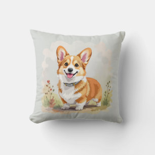 Cute Red Pembroke Welsh Corgi Dog Throw Pillow