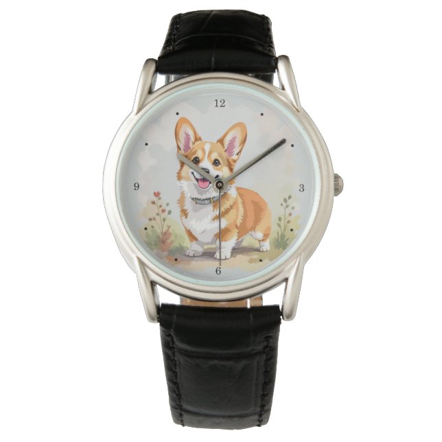 Cute Red Pembroke Welsh Corgi Dog Watch (Front)
