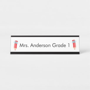 Cute Red Pencils Personalize Desk Name Plate