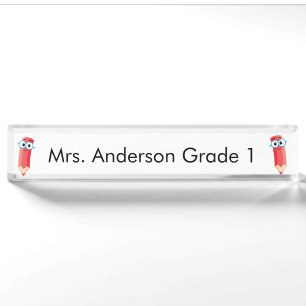 Cute Red Pencils Personalize Desk Name Plate