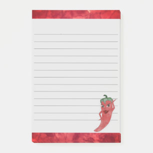 Cute Red Pepper Watercolor Painting Lined Post-it Notes