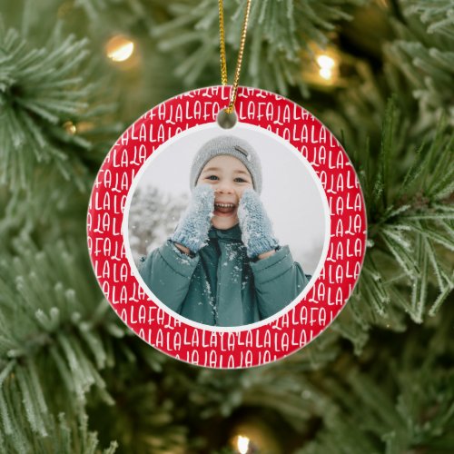 Cute red personalized Christmas holiday photo Ceramic Ornament