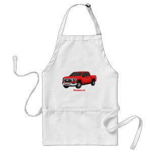Cute red pickup truck cartoon illustration adult apron