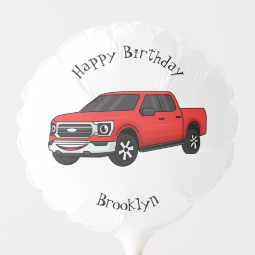 Cute red pickup truck cartoon illustration balloon