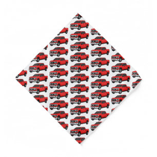 Cute red pickup truck cartoon illustration bandana