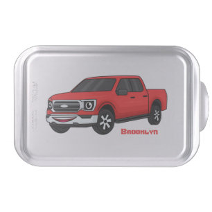 Cute red pickup truck cartoon illustration cake pan