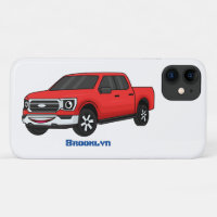 Cute red pickup truck cartoon illustration