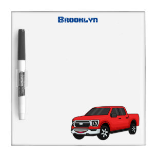 Cute red pickup truck cartoon illustration dry erase board