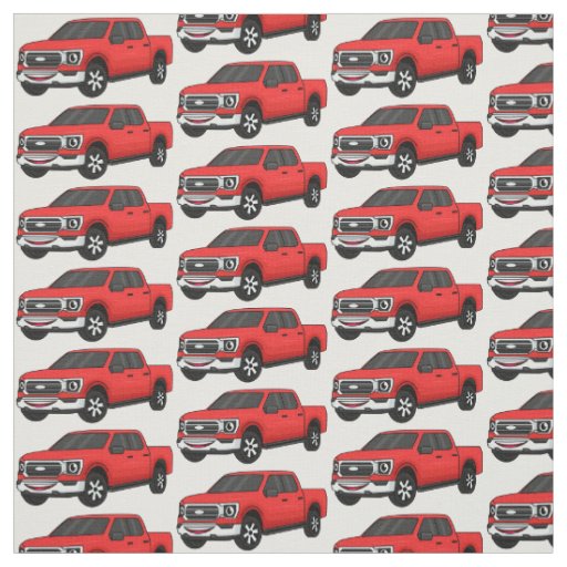Cute red pickup truck cartoon illustration fabric