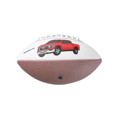 Cute red pickup truck cartoon illustration football