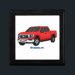 Cute red pickup truck cartoon illustration gift box<br><div class="desc">For pickup truck fans. This happy red vehicle is drawn in fun cartoon style.</div>
