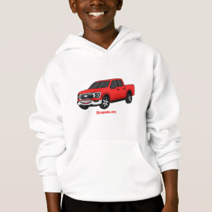 Cute red pickup truck cartoon illustration hoodie