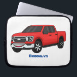 Cute red pickup truck cartoon illustration laptop sleeve<br><div class="desc">For pickup truck fans. This happy red vehicle is drawn in fun cartoon style.</div>