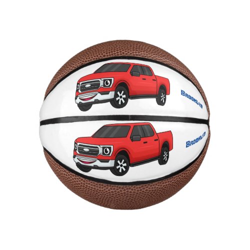 Cute red pickup truck cartoon illustration mini basketball