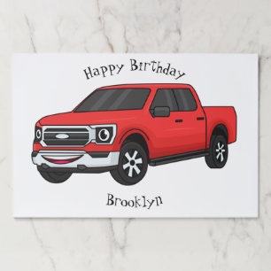 Cute red pickup truck cartoon illustration paper pad