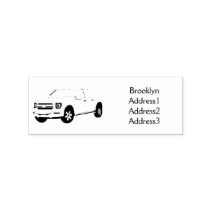 Cute red pickup truck cartoon illustration rubber stamp