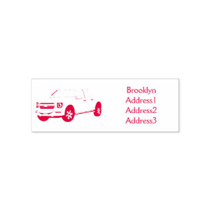 Cute red pickup truck cartoon illustration self-inking stamp