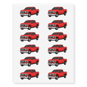 Cute red pickup truck cartoon illustration temporary tattoos