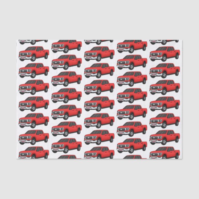Cute red pickup truck cartoon illustration tissue paper (Front)