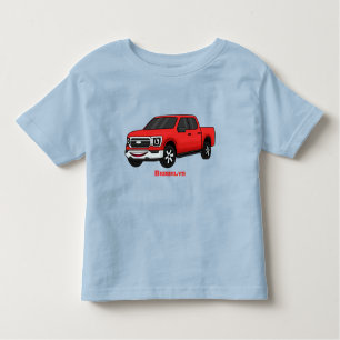 Cute red pickup truck cartoon illustration toddler t-shirt