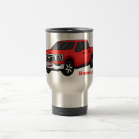 Cute red pickup truck cartoon illustration