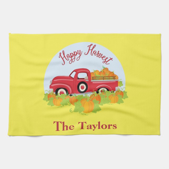 Cute Red Pickup Truck Kitchen Towel (Horizontal)