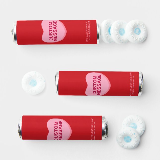 Cute red pink custom message conversation heart breath savers® mints (Assorted)