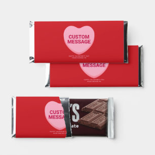 Cute red pink custom message conversation heart hershey bar favors
