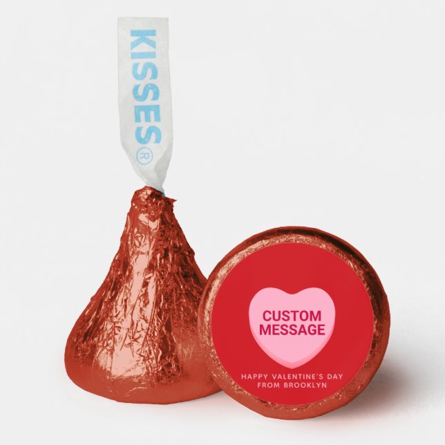 Cute red pink custom message conversation heart hershey®'s kisses® (Front)