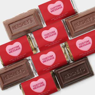 Cute red pink custom message conversation heart hershey's miniatures