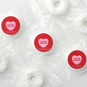 Cute red pink custom message conversation heart life saver® mints