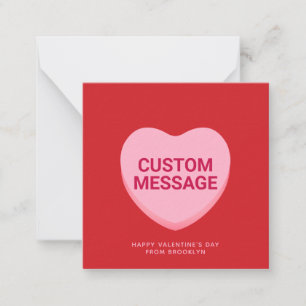 Cute red pink custom message conversation heart note card