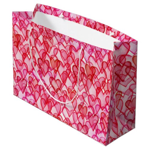 Cute red pink heart pattern  large gift bag