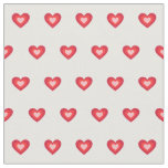 Cute Red Pink Hearts Dot Pattern on White Fabric