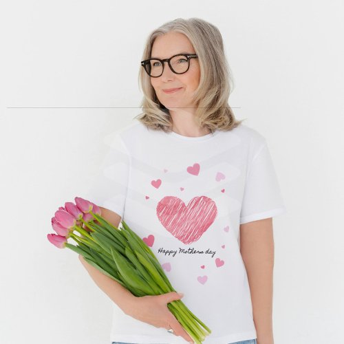 Cute red pink hearts for a happy mothers Day  T_Shirt