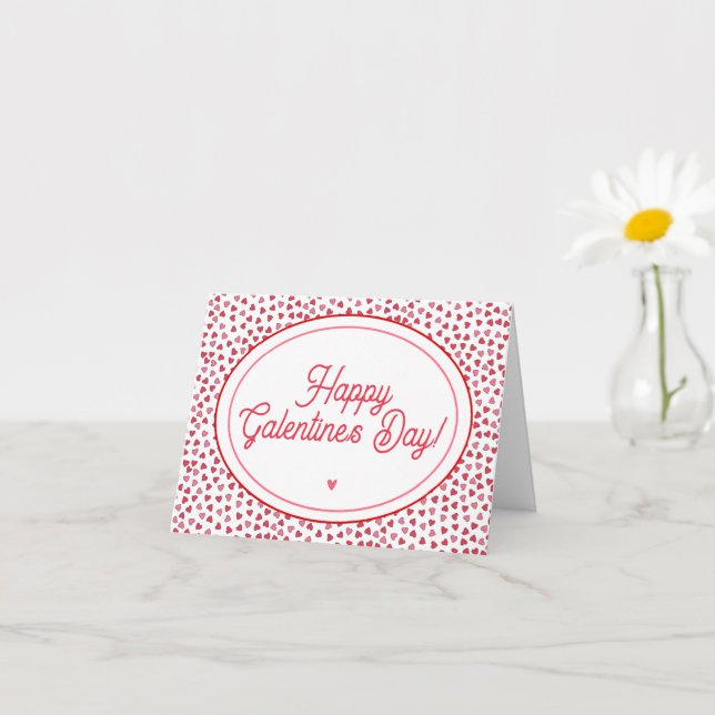 Cute Red & Pink Hearts - Happy Galentine's Day  Card (Small Plant)