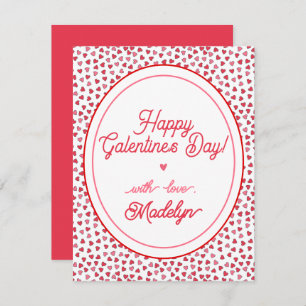 Cute Red & Pink Hearts - Happy Galentine's Day Note Card