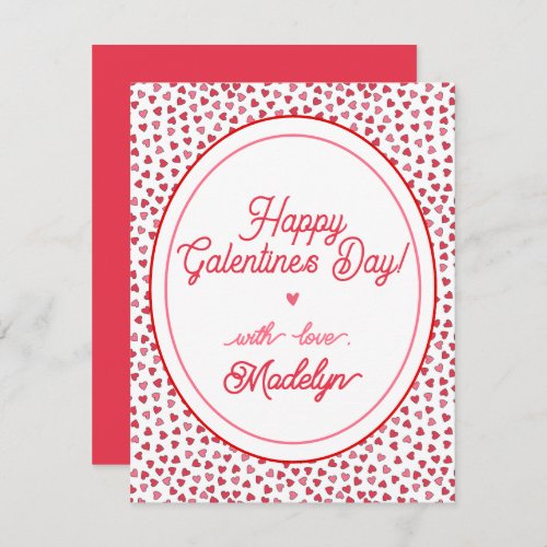 Cute Red  Pink Hearts _ Happy Galentines Day  Note Card