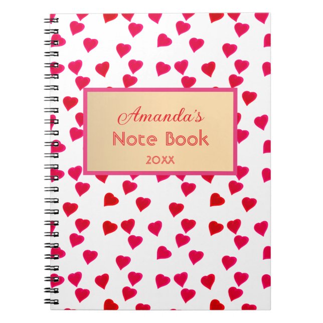 Cute Red Pink Hearts Happy Valentine's Day Girly  Notebook (Front)