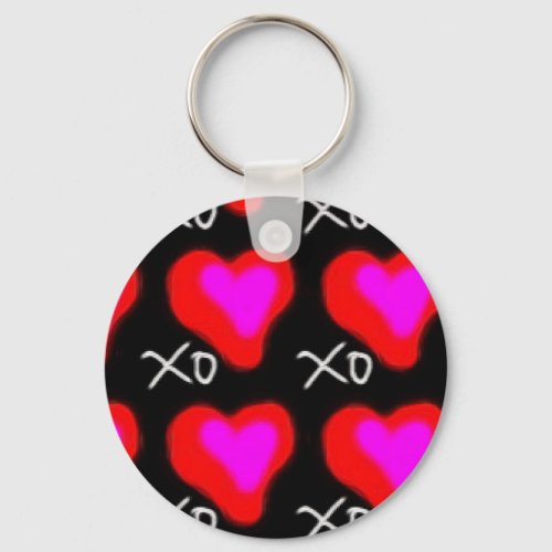 Cute Red  Pink Hearts Hugs n Kisses Keychain