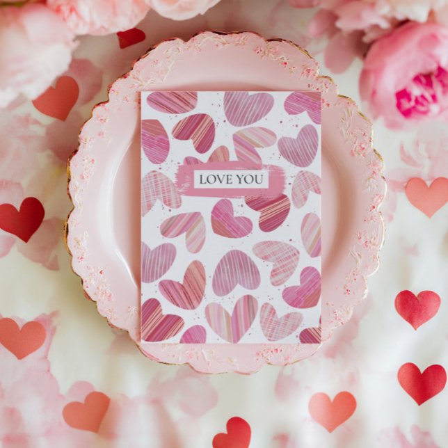 Cute Red & Pink Hearts Photo Holiday Card (Creator Uploaded)