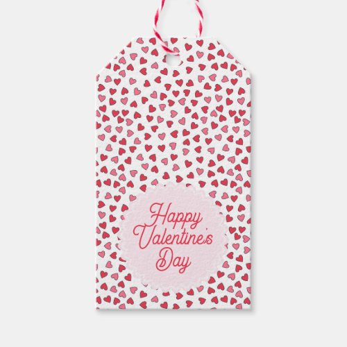 Cute Red  Pink Hearts Valentines Day Gift Tags