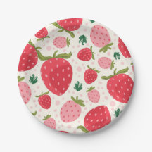 Cute Red Pink Strawberry Girl 1st Birthday Party