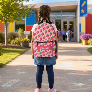 Cute Red Pink Strawberry Personalized Printed Backpack