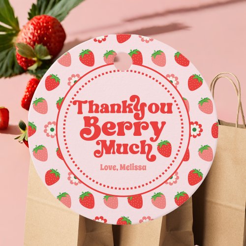 Cute Red Pink Strawberry Thank You Berry Much Favor Tags