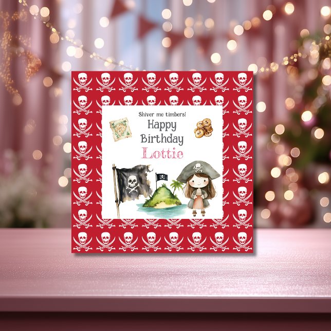 Cute Red Pirate child's Birthday Card (Creator Uploaded)