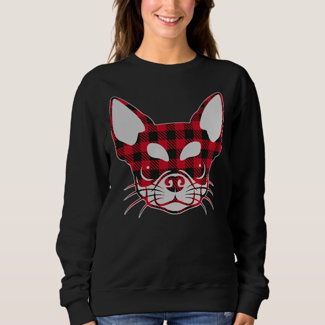 Cute Red Plaid Buffalo Chihuahua Face Christmas Pa Sweatshirt (Front)